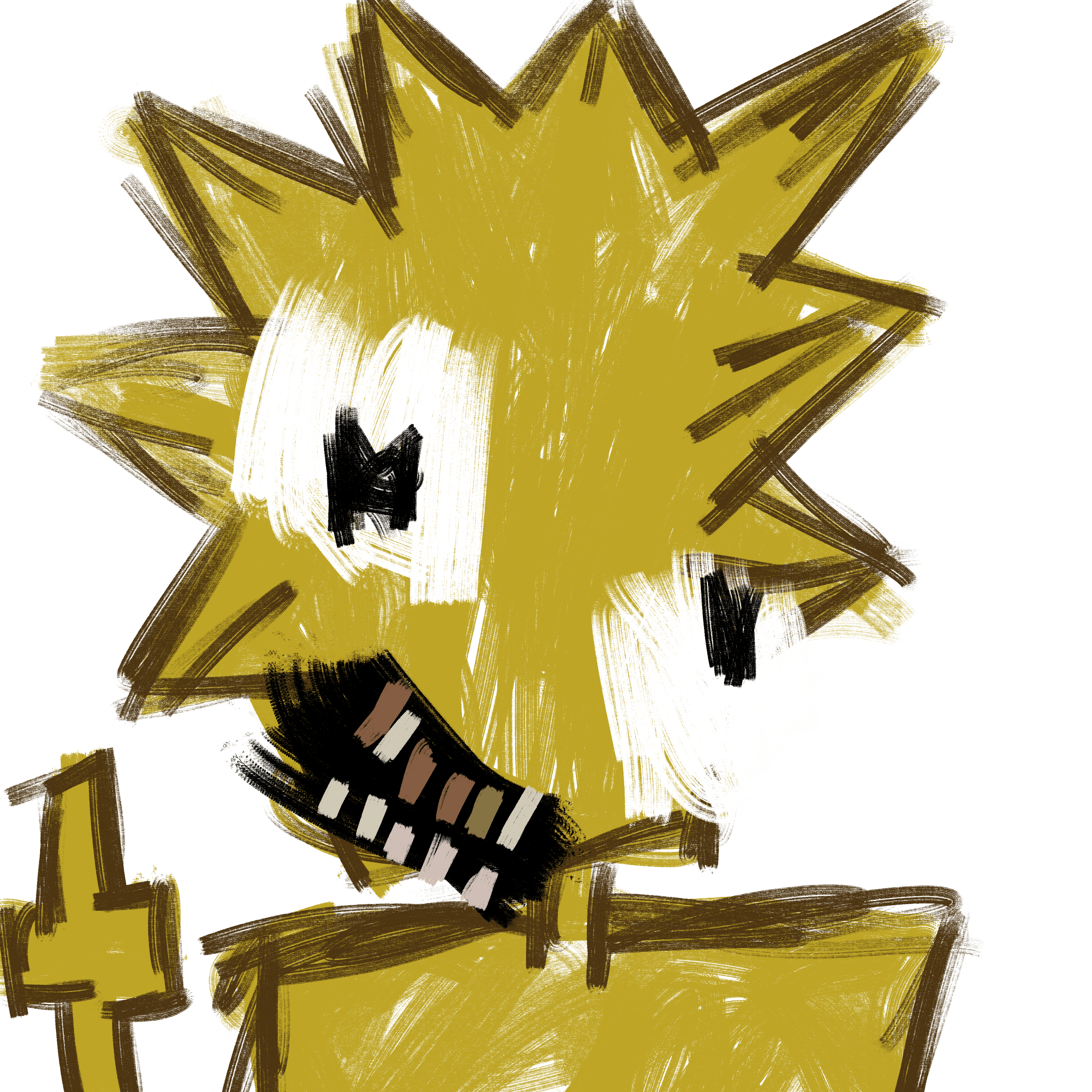 spiked mustard ugly guy with slanted teeth