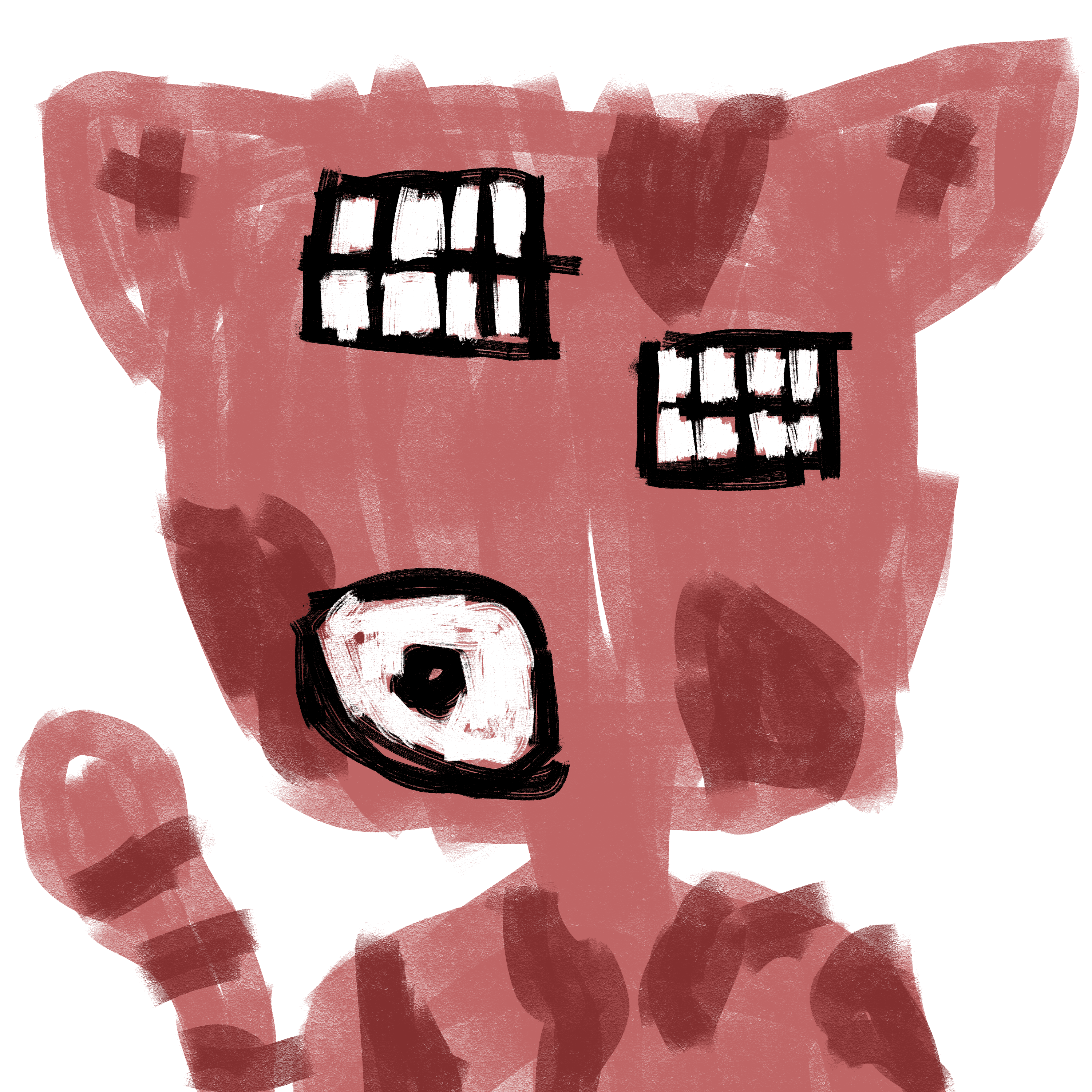 corpse pink ugly guy with three misplaced eyes